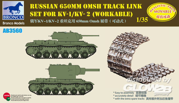 Russian 650mm Omsh Track Link - Bronco Models 1:35 Russian 650mm Omsh Track Link Set For KV-1S/KV-85/SU-152(Workable)