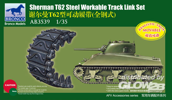 Shermann T62 Workable Track L - Bronco Models 1:35 Shermann T62 Workable Track Link Set