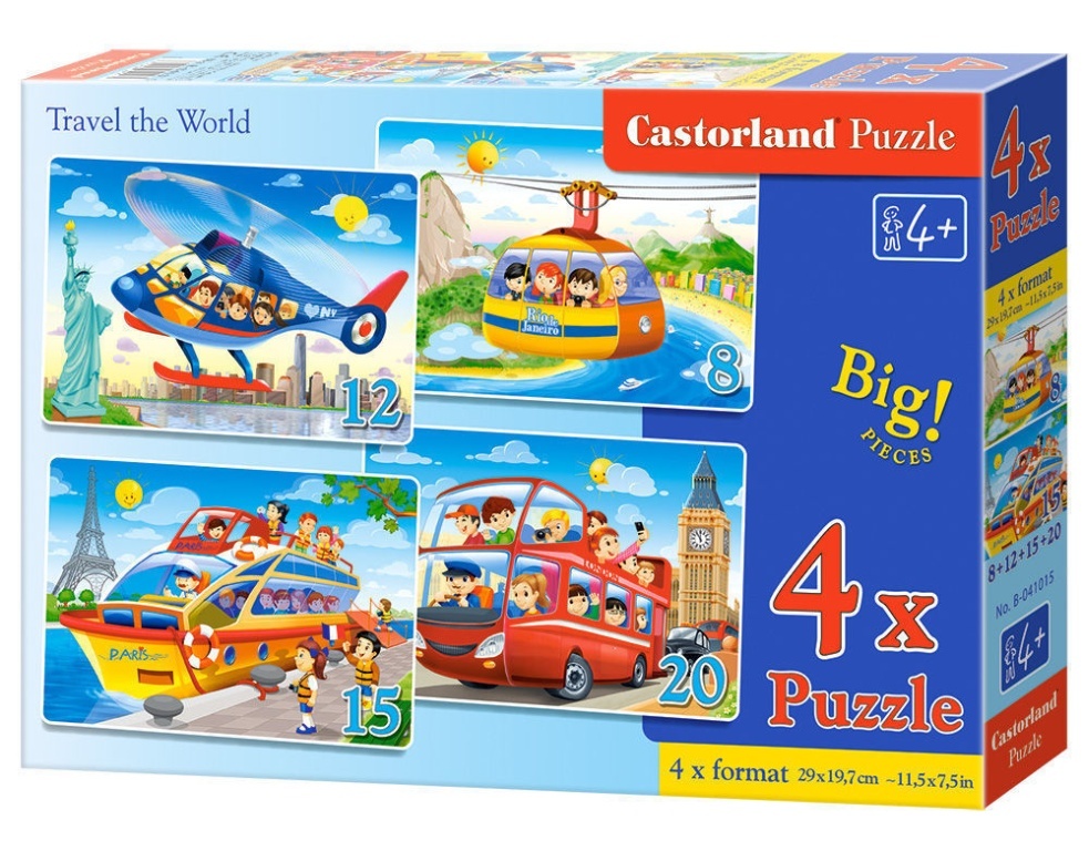 Travel the World, 4x Puzzle(8 - Castorland  Travel the World, 4x Puzzle(8+12+15+20)