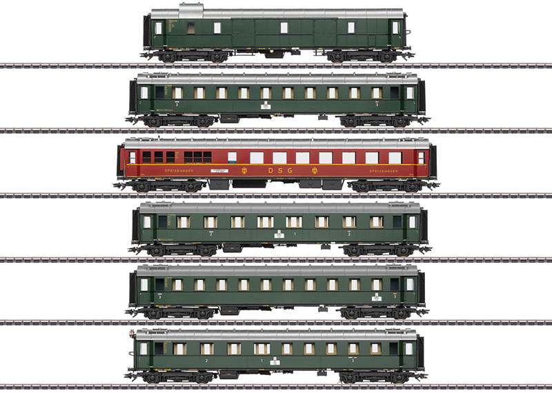 Schnellzugwagen-Set z.BR 01.1 - Schnellzugwagen-Set der Einheitsbauart 1928 bis 1930  Set mit 6 versch. Wagen