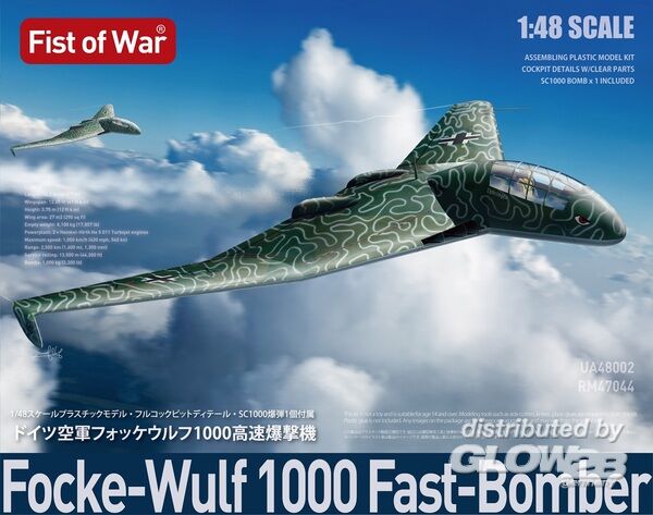 WWII LUFTWAFFE Secret Project - Modelcollect 1:48 Focke-Wulf 1000 Fast-Bomber