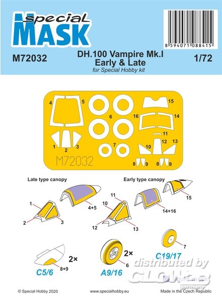 DH.100 Vampire Mk.I Early & L - Special Hobby 1:72 DH.100 Vampire Mk.I Early & Late MASK