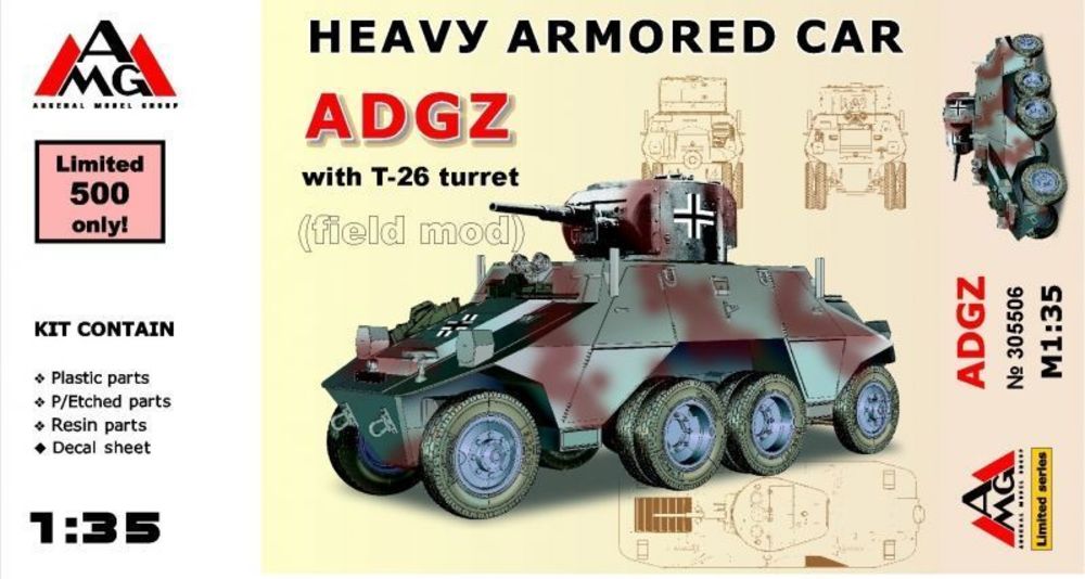 Heavy Armored Car ADGZ with T - AMG 1:35 Heavy Armored Car ADGZ with T-26 turret( field mod)