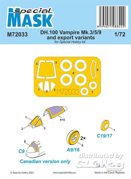 DH.100 Vampire Mk.3/5/9 and e - Special Hobby 1:72 DH.100 Vampire Mk.3/5/9 and export variants MASK