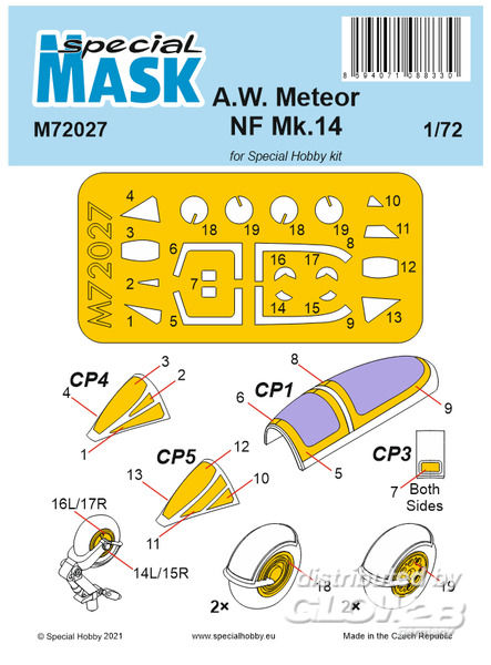 A.W. Meteor NF Mk.14 Mask - Special Hobby 1:72 A.W. Meteor NF Mk.14 Mask