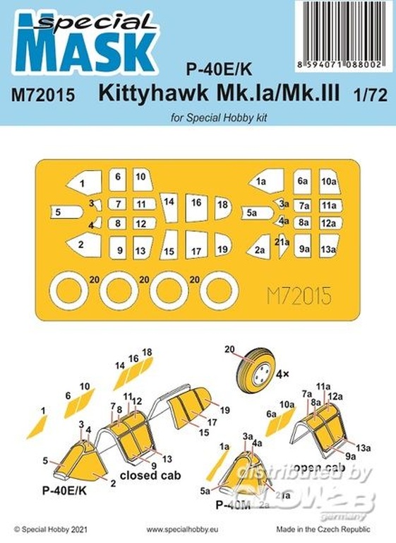 P-40E/K/Kittyhawk Mk.Ia/Mk.II - Special Hobby 1:72 P-40E/K/Kittyhawk Mk.Ia/Mk.III Mask