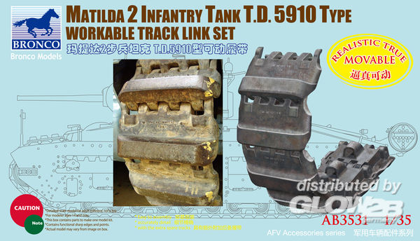 Matilda 2 T.D.5910 Type Worka - Bronco Models 1:35 Matilda 2 T.D.5910 Type Workable Track Link Set