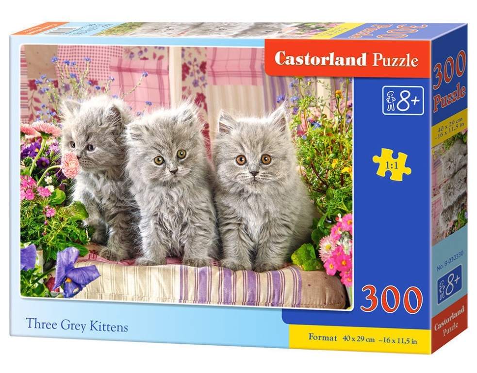 Three Grey Kittens, Puzzle 30 - Castorland  Three Grey Kittens, Puzzle 300 Teile