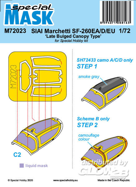 SIAI-Marchetti SF-260EA/D/EU - Special Hobby 1:72 SIAI-Marchetti SF-260EA/D/EU Late Bulged Canopy Type Mask
